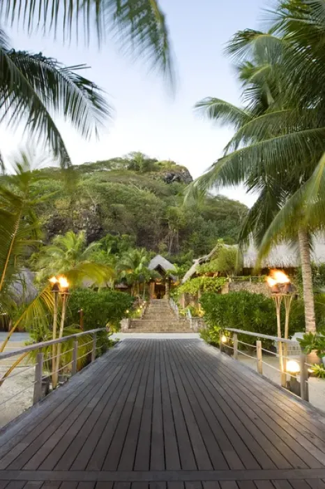 Framed Print : PR Bora Bora Nui Resort entrance to main lodge