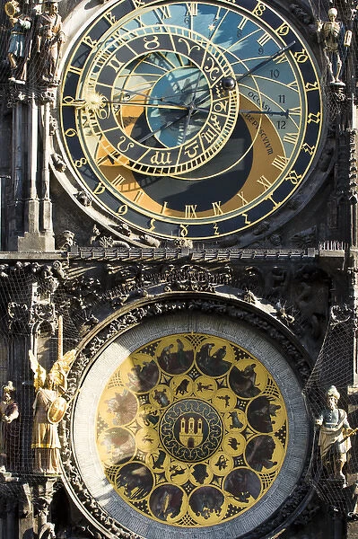 The Prague Astronomical Clock or Prague Orloj. The oldest part of the Orloj, the