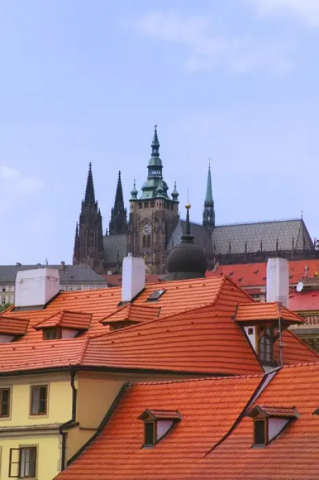 Framed Print : Prague Castle with red roof houses, Prague, Czech Republic Framed Print : Prague Castle with red roof houses, Prague, Czech Republic
