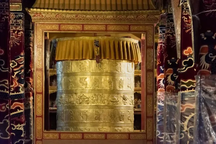 Framed Print : Prayer wheel inside Drepung Monastery, one of the great three Gelug university