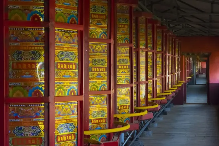 Framed Print : Prayer wheels in the temple, Tagong, western Sichuan, China Framed Print : Prayer wheels in the temple, Tagong, western Sichuan, China