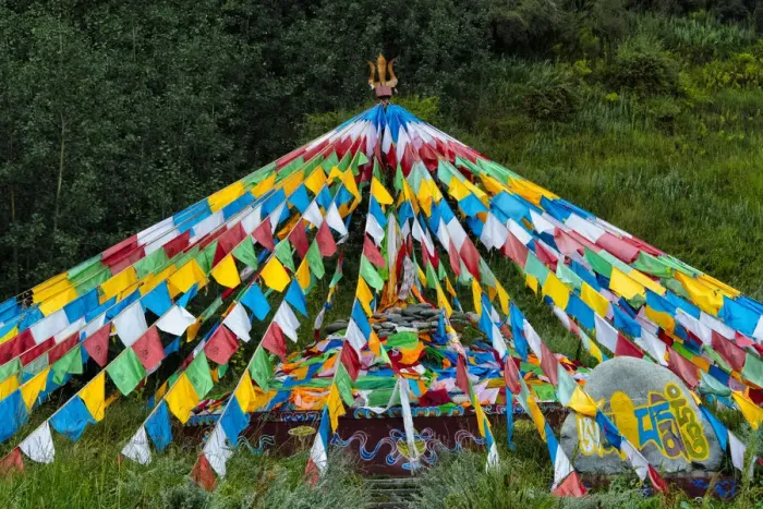 Framed Print : Praying flags in Mati Temple Scenic Area, Zhangye, Gansu Province, China