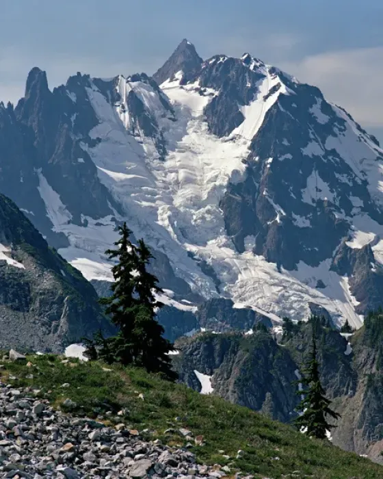Framed Print : The Price Glacier plummets from the summit of Mount Shuksan in North Cascades National