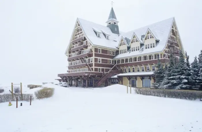 Framed Print : Prince of Wales Hotel in winter in Waterton Lakes National Park in Alberta Canada Framed Print : Prince of Wales Hotel in winter in Waterton Lakes National Park in Alberta Canada