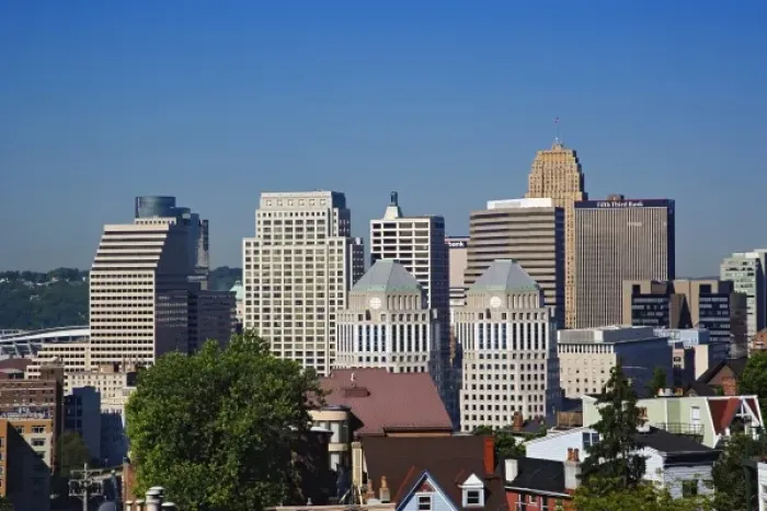 Framed Print : Proctor & Gamble world headquarters and skyline, Cincinnati, Ohio Framed Print : Proctor & Gamble world headquarters and skyline, Cincinnati, Ohio