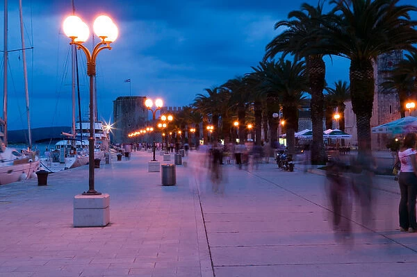promenade by night, trogir, croatia, eastern europe. balkan, europe