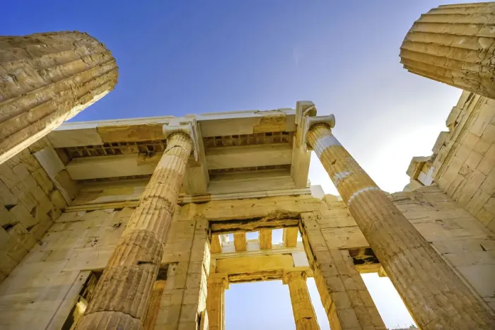 Framed Print : Propylaea Ancient entrance gateway ruins Acropolis, Athens, Greece Framed Print : Propylaea Ancient entrance gateway ruins Acropolis, Athens, Greece
