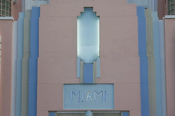 Puerto Rico, San Juan, Condado, Art Deco building sign