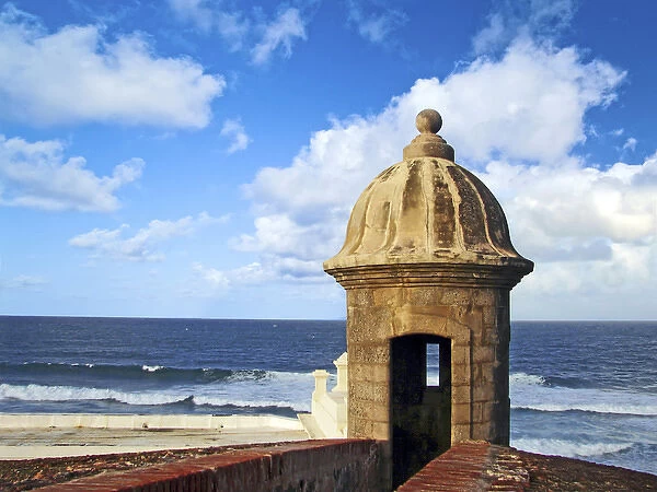 Puerto Rico, San Juan, Fort San Felipe del Morro, Watch tower and ocean