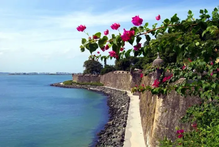 Framed Print : Puerto Rico, San Juan, Fort San Felipe del Morro, view of waterfront walkway Framed Print : Puerto Rico, San Juan, Fort San Felipe del Morro, view of waterfront walkway