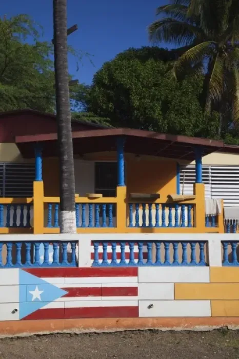 Framed Print : Puerto Rico, South Coast, Guanica, house with Puerto Rican flag mural Framed Print : Puerto Rico, South Coast, Guanica, house with Puerto Rican flag mural