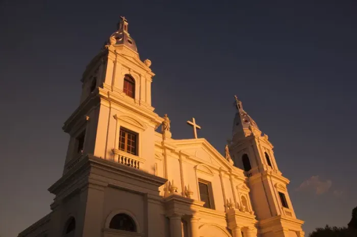 Framed Print : Puerto Rico, South Coast, Ponce, Catedral Nuestra Senora de Guadalupe cathedral, sunset