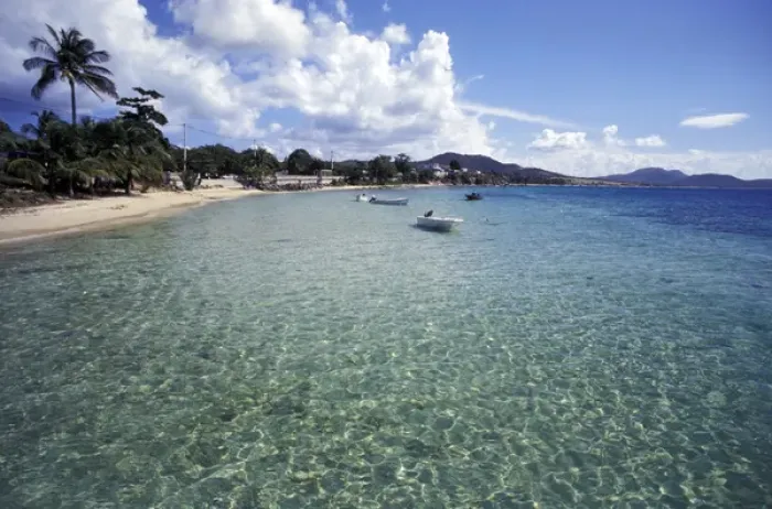 Framed Print : Puerto Rico, Vieques Island, Esperanza beach. White sand and warm crystal clear water