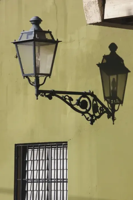 Framed Print : Puerto Rico, West Coast, San German, Plaza Francisco Mariano Quinones, streetlight