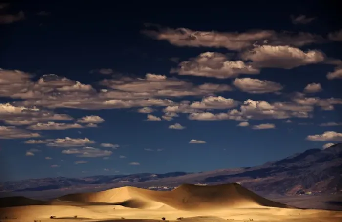 Framed Print : Puffy Clouds shadows its Sand Dunes