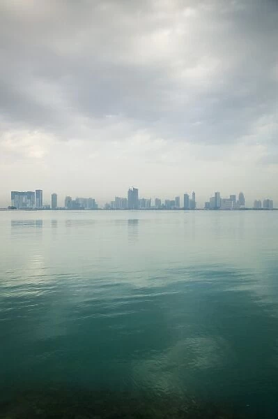 Qatar, Ad Dawhah, Doha. Dawn View of West Bay area across Doha Bay
