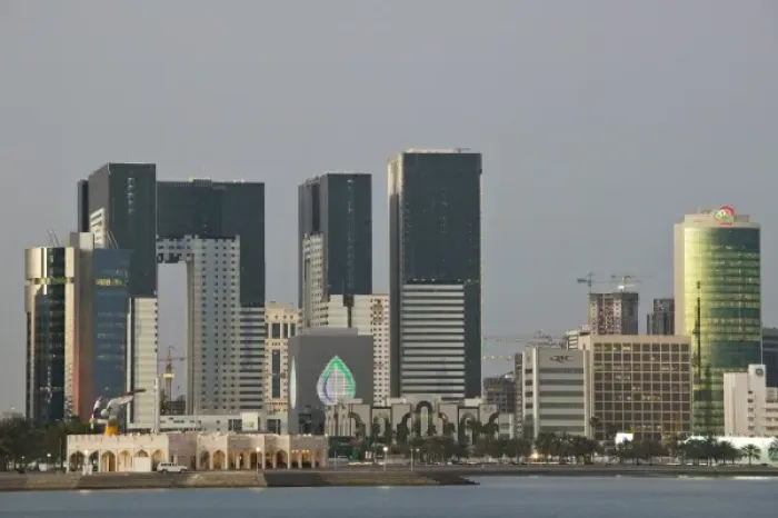 Framed Print : Qatar, Ad Dawhah, Doha. West Bay Development along the Corniche / Dusk Framed Print : Qatar, Ad Dawhah, Doha. West Bay Development along the Corniche / Dusk
