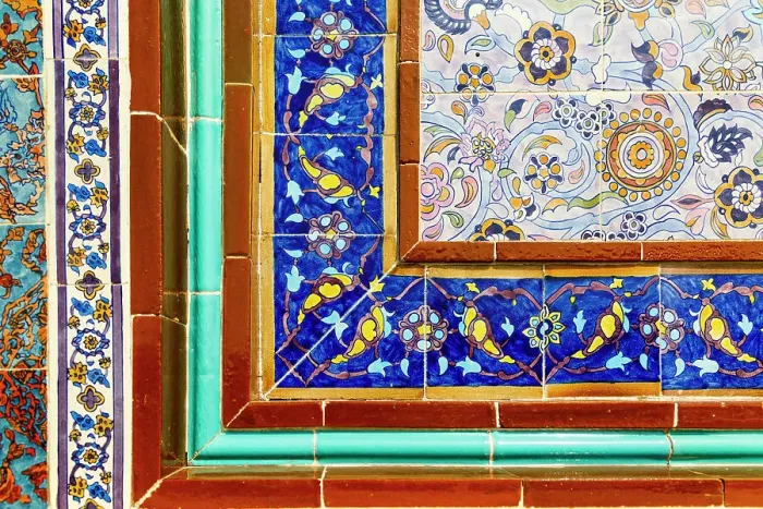Framed Print : Qatar, Doha. Traditional style Islamic tile work. Katara Cultural village Framed Print : Qatar, Doha. Traditional style Islamic tile work. Katara Cultural village
