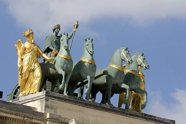 Quadriga atop the Arc de Triomphe du Carrousel in Paris, France