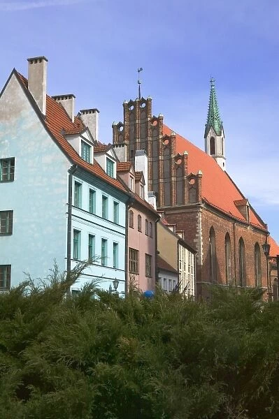 Quaint houses in pedestrian area, Riga, Latvia