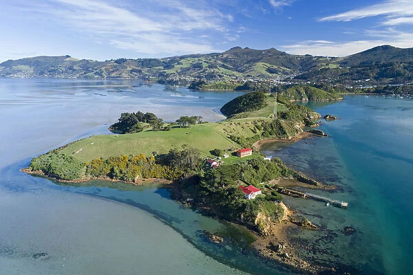 Quarantine Island and Otago Harbour, Dunedin, Otago, South Island, New Zealand