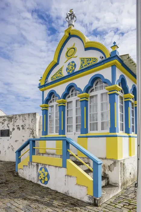Framed Print : Quatro Ribeiras, Terceira Island, Azores, Portugal. Temple of the Holy Spirit, known as an Imperio, in Quatro Ribeiras