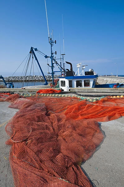 Quebec, Canada. Fishing nets, Sainte Anne des Monts