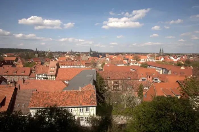 Framed Print : QUEDLINBURG18195-2012-BARTRUFF. CR2 - Rooftops of 1, 300 relic half-timbered buildings Framed Print : QUEDLINBURG18195-2012-BARTRUFF. CR2 - Rooftops of 1, 300 relic half-timbered buildings