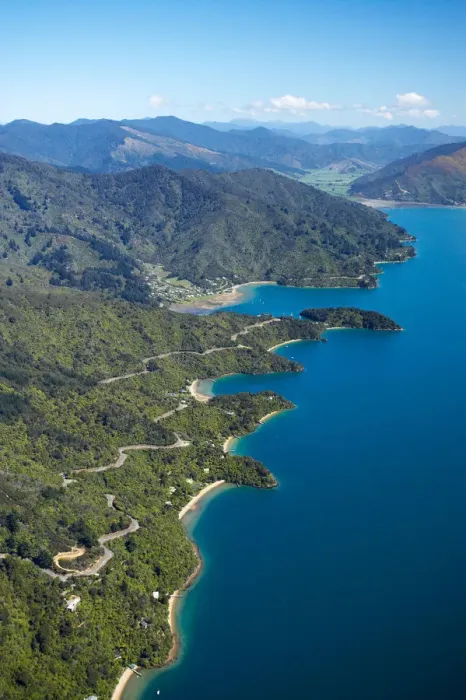 Framed Print : Queen Charlotte Drive, Marlborough Sounds, South Island, New Zealand - aerial Framed Print : Queen Charlotte Drive, Marlborough Sounds, South Island, New Zealand - aerial
