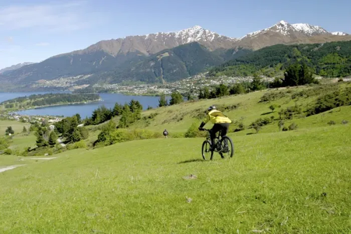 Framed Print : Queenstown, Deer Park, New Zealand. Bike riding through the outer lying hills of Queenstown