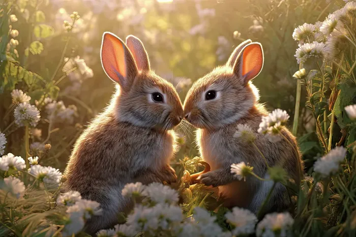 Framed Print : Two rabbits backlit amid flowers. ©Jim Zuckerman / Jaynes Gallery / DanitaDelimont.com (AI) Framed Print : Two rabbits backlit amid flowers. ©Jim Zuckerman / Jaynes Gallery / DanitaDelimont.com (AI)