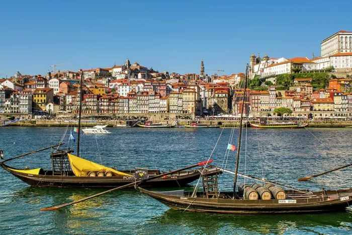 Framed Print : Rabelo boats on the Douro River, Porto, Portugal. (Editorial Use Only)