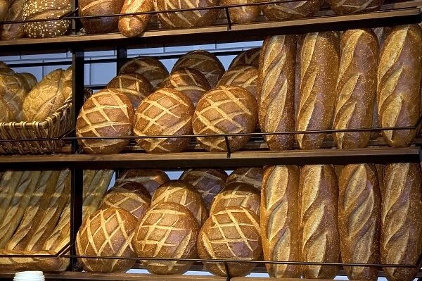 A rack of sourdough bread at the San Francisco airport