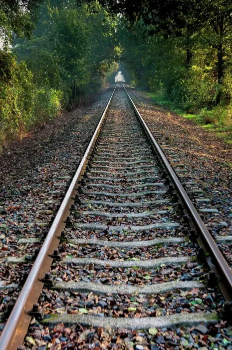 Framed Print : Empty railroad tracks, Tuscany, Italy