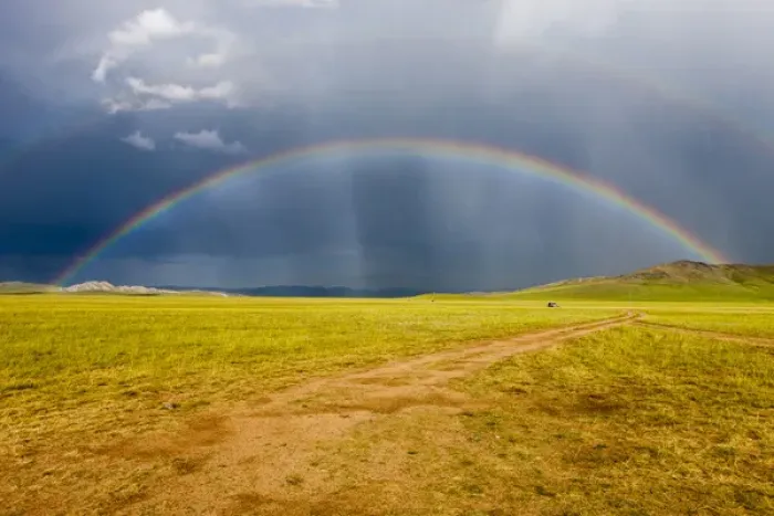 Framed Print : Rainbow in big sky country, Mongolia Framed Print : Rainbow in big sky country, Mongolia