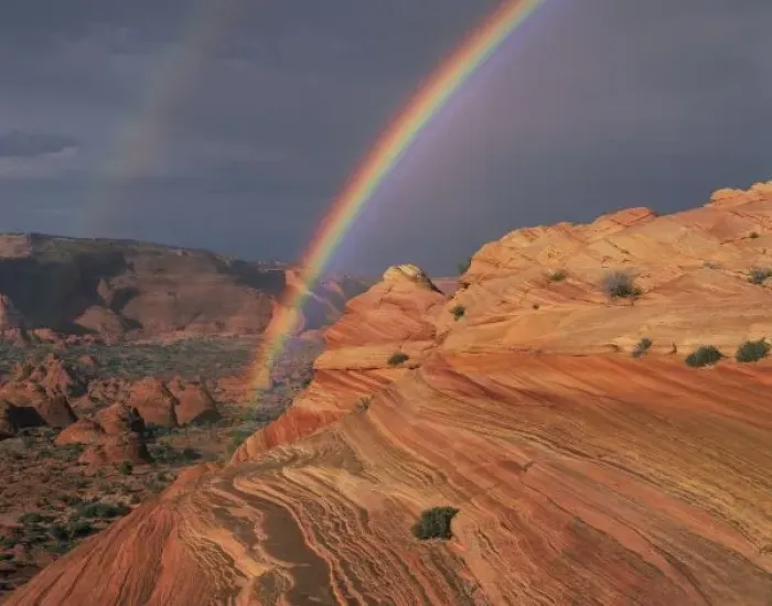 Framed Print : Rainbow over Coyote Buttes, sandstone formations, northern Arizona Framed Print : Rainbow over Coyote Buttes, sandstone formations, northern Arizona