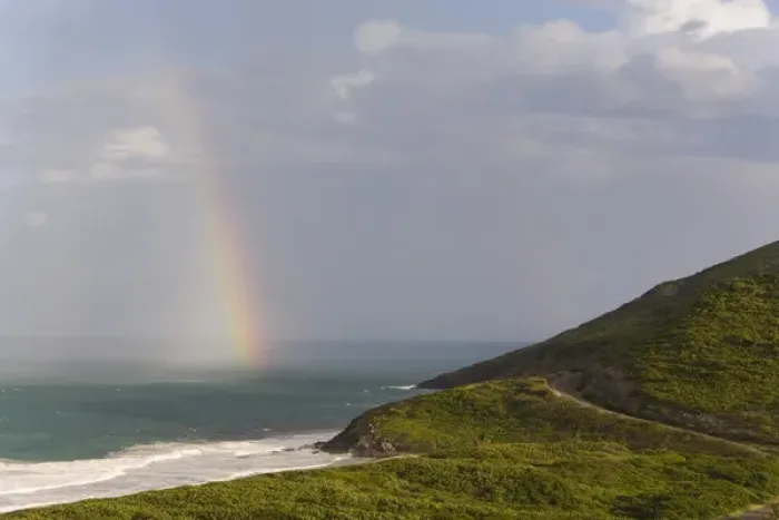 Framed Print : Rainbow over Frigate Bay, southeast peninsula, St Kitts, Caribbean Framed Print : Rainbow over Frigate Bay, southeast peninsula, St Kitts, Caribbean