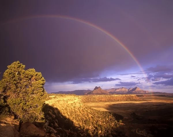 Rainbow from Gooseberry Mesa looking to Smithsonian Butte near Virgin Utah
