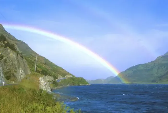 Framed Print : Rainbow over Hawea Lake, South Island, New Zealand