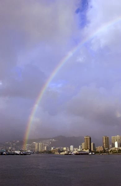 Rainbow over Honolulu, Hawaii, USA