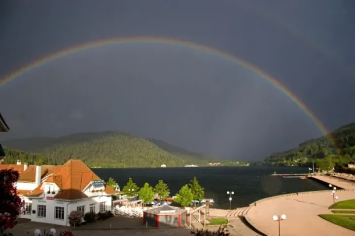 Framed Print : Rainbows at Lake Gerardmer, France Framed Print : Rainbows at Lake Gerardmer, France
