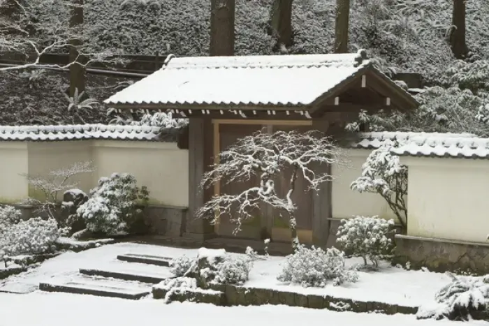 Framed Print : Rare snow at the Portland Japanese Garden, Oregon Framed Print : Rare snow at the Portland Japanese Garden, Oregon