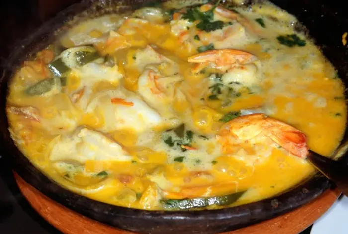 Framed Print : Recife, Brazil. Muqueca de Peixe fish stew with prawns in an earthenware dish Framed Print : Recife, Brazil. Muqueca de Peixe fish stew with prawns in an earthenware dish