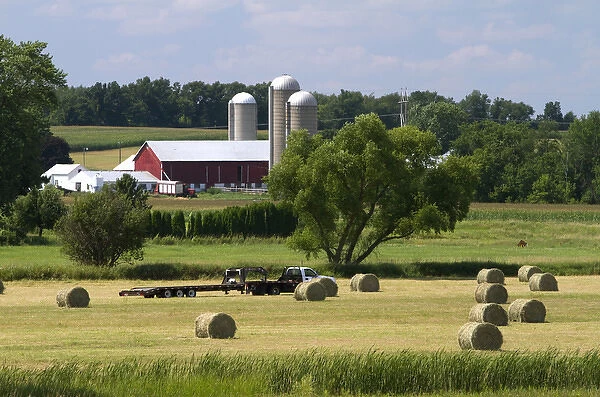 Red barn and farmland along U. S. Highway 10 near Brilliion, Wisconsin, USA