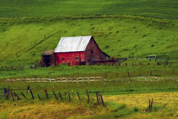 Framed Print : Red barn in the Palouse, Whitman County, Washington, USA