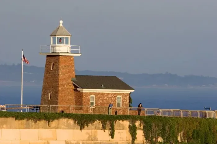 Framed Print : Red brick lighthouse at Santa Cruz, California