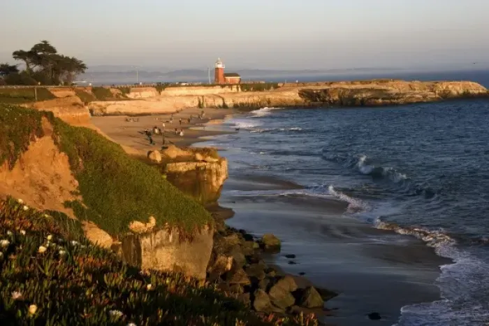 Framed Print : Red brick lighthouse at Santa Cruz, California