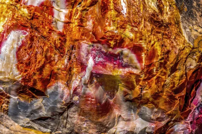 Framed Print : Red, orange and yellow petrified wood abstract, Blue Mesa, Petrified Forest National Park Framed Print : Red, orange and yellow petrified wood abstract, Blue Mesa, Petrified Forest National Park