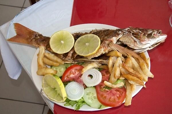 Red snapper fish dinner at a restaurant in the Manuel Antonio National Park in Puntarenas province