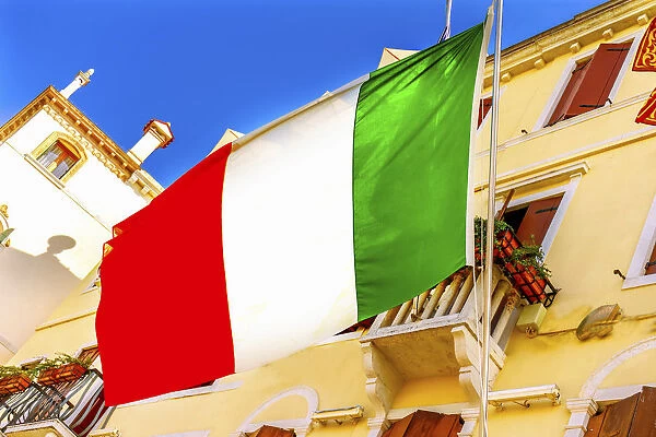 Red, white and green Italian flag, Venice, Italy